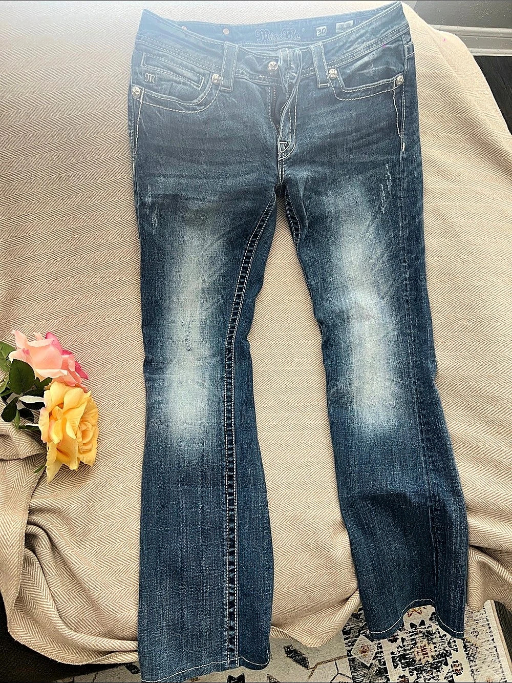 Miss Me Boot Cut Jeans Blue Waist 30